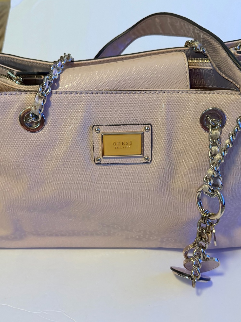 GUESS Blush Pink Chain-Detail Tote